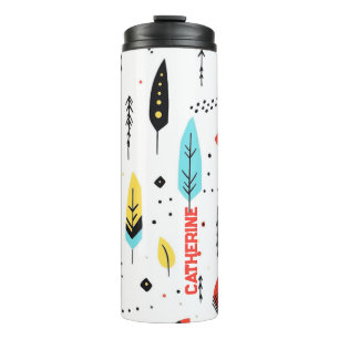 FARBENFARBENES WEISSES MODERNES RETRO BOHO-PATTER THERMOSBECHER