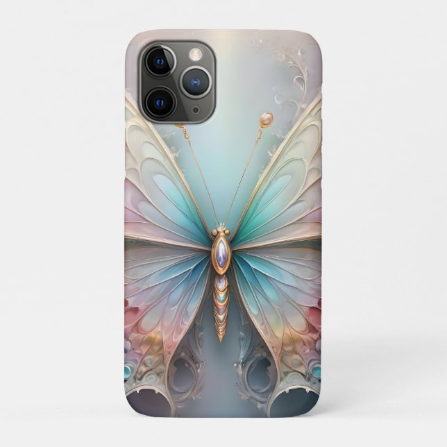Farbenflüstern: Pastell-Fraktal-Schmetterlingstrau Case-Mate iPhone Hülle (Rückseite)