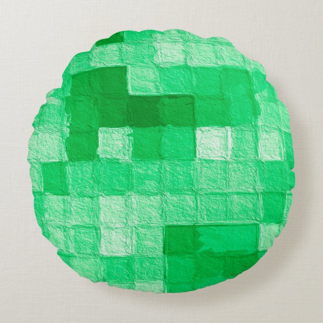 Farbenfreundlich, farblich glänzend. Schöne bemalt Rundes Kissen (Vorderseite)