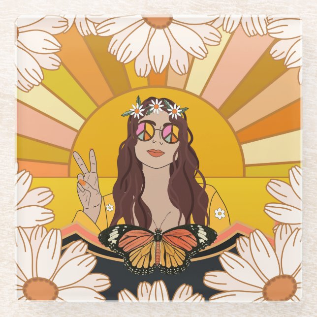 Farbenfrieden Glasuntersetzer (Vorderseite)