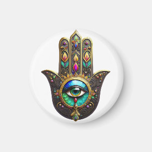 Farbenfrobraun Gold Hamsa Regenbogenfarbe Drittes Magnet