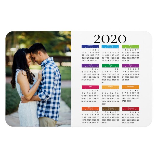 Farbenfroh 2020 Foto-Kalender Magnet (Horizontal)