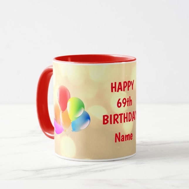 Farbenfroh 69. Geburtstag Personalisiert Tasse (Vorderseite Links)
