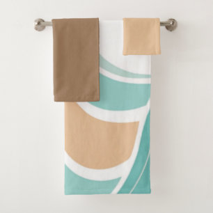Farbenfroh, abstrakt, blau-orange braun badhandtuch set