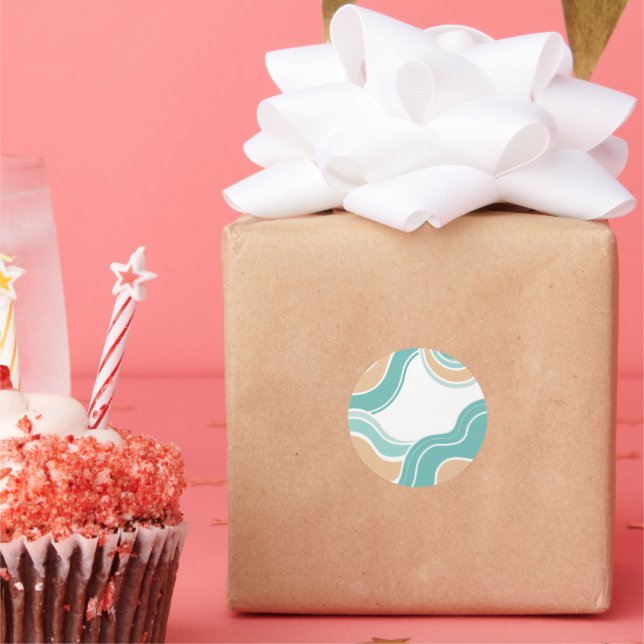 Farbenfroh, abstrakt, blau-orange braun runder aufkleber (Party)