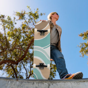 Farbenfroh, abstrakt, blau-orange braun skateboard