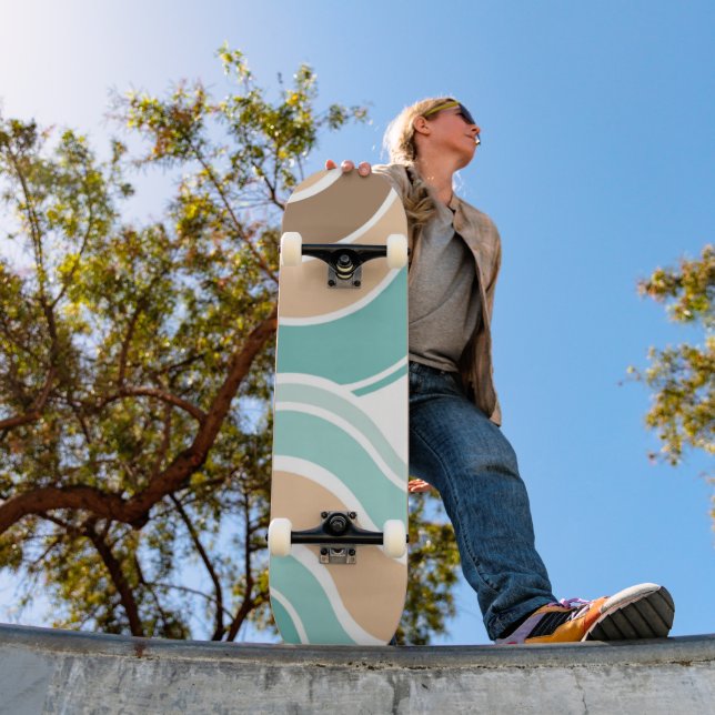 Farbenfroh, abstrakt, blau-orange braun skateboard (Außenbereich 1)