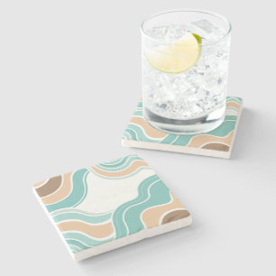 Farbenfroh, abstrakt, blau-orange braun steinuntersetzer