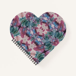 farbenfroh, abstrakt, floralfarben, rosa, grün notizbuch