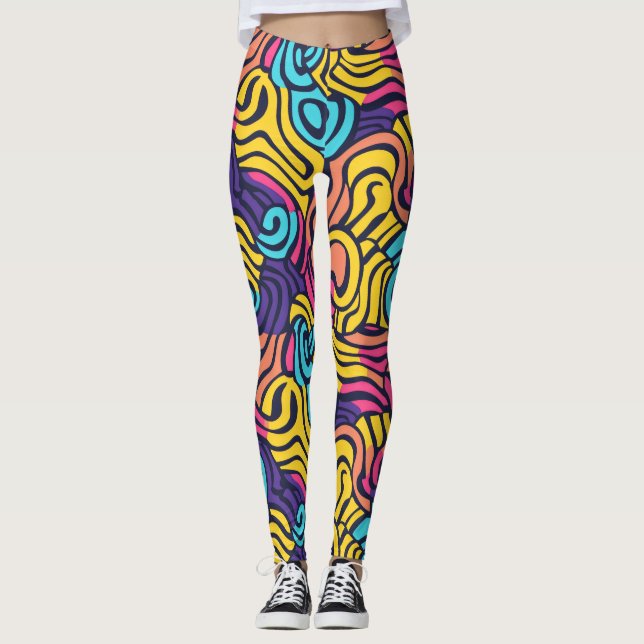 Farbenfroh Abstrakt fröhlich Leggings (Vorderseite)