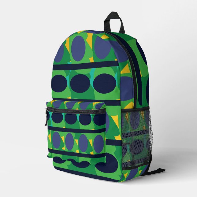 Farbenfroh Abstrakt, modern geometrisch Bedruckter Rucksack (Rückseitige Ecke Rechts)