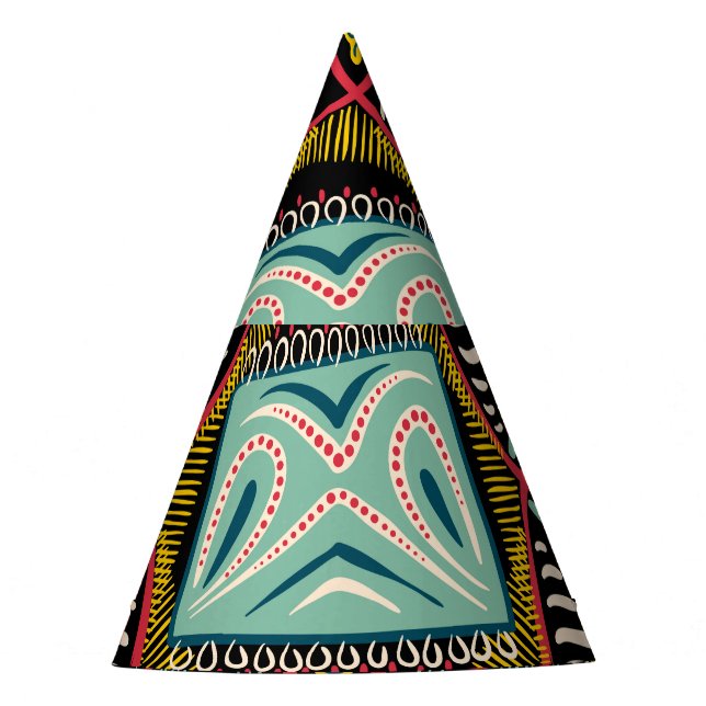 Farbenfroh abstrakt: Quadrat-Taschendesign. Partyhütchen (Vorderseite)