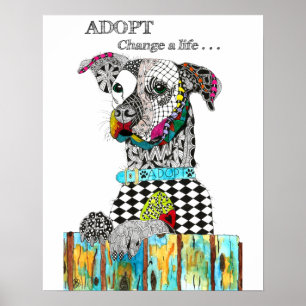 Farbenfroh Adoptier ein Dog Poster - 16" x 20"