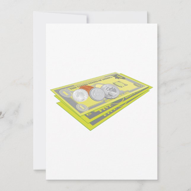 Farbenfroh amerikanisches Geld Bargeld und Münzen Einladung (Vorderseite)