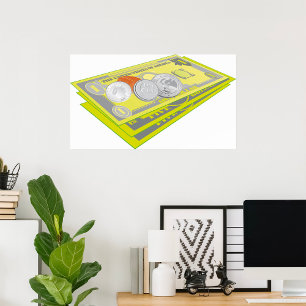 Farbenfroh amerikanisches Geld Bargeld und Münzen Poster