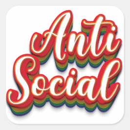 farbenfroh antisozial quadratischer aufkleber