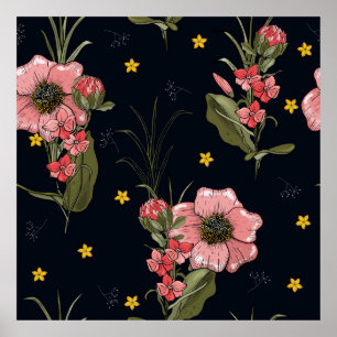 Farbenfroh auf dunklem Hintergrund. Handgezogenes  Poster