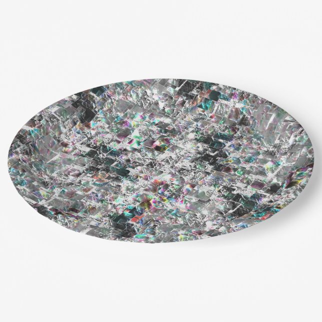 Farbenfroh aussehen wie quadratische dvd Ausschnit Pappteller (Schrägansicht)