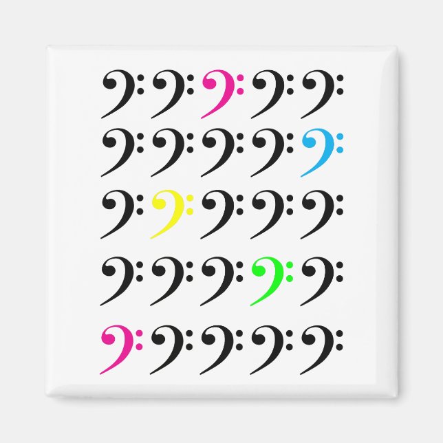 Farbenfroh Bass Clef Magnet (Vorne)
