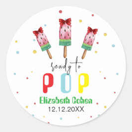 Farbenfroh, bereit zum Pop Eiscreme Babydusche Runder Aufkleber