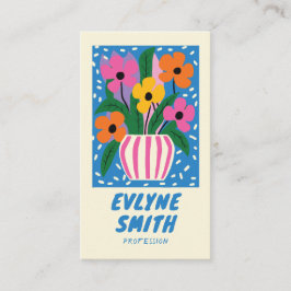 Farbenfroh Blau Handschriftlich Gezeichnet Retro F Visitenkarte