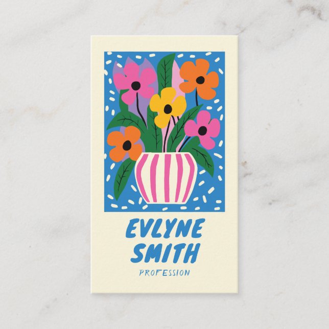 Farbenfroh Blau Handschriftlich Gezeichnet Retro F Visitenkarte (Vorderseite)