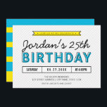 Farbenfroh Blau und Gelb jedes Alters Moderne Gebu Einladung<br><div class="desc">Moderne Geburtstagsfeier mit dem Wort "Geburtstag" in blau vor grauem diagonalem Streifen Hintergrund, perfekt für jedes Alter. Die Geburtstagseinladung beinhaltet eine passende blaue und gelbe Rückseite. Karo andere Einladungen zum Geburtstag hier https://www.zazzle.com/collections/childrens_birthday_invitation-119229052564655496?rf=238364477188679314 und hier https://www.zazzle.com/collections/birthday_invitations_for_adults-119400127857134028?rf=238364477188679314 Personalisieren Sie es durch Ersetzen des Platzhaltertextes, um Ihre Informationen hinzuzufügen. Für weitere Optionen klicken...</div>
