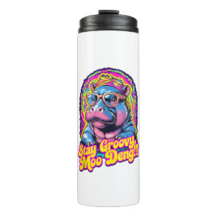 Farbenfroh Bleibe Groovy Moo Deng Pygmy Hippo Desi Thermosbecher
