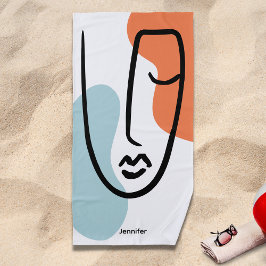 Farbenfroh Blue Orange Abstrakt Line Art Individue Strandtuch