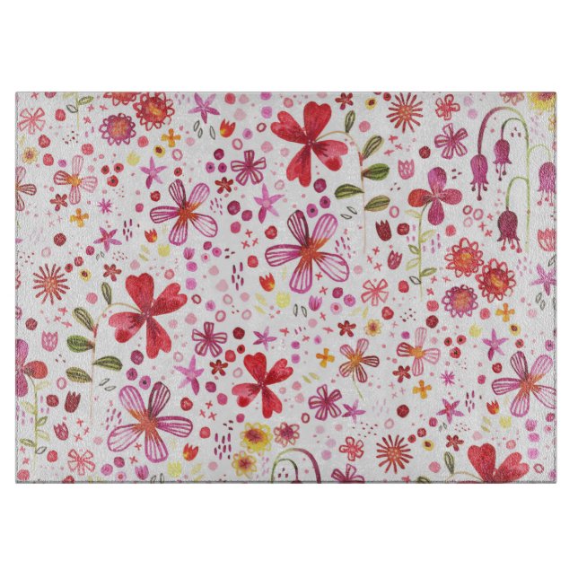 Farbenfroh Boho Floral Watercolor Schneidebrett (Vorderseite)