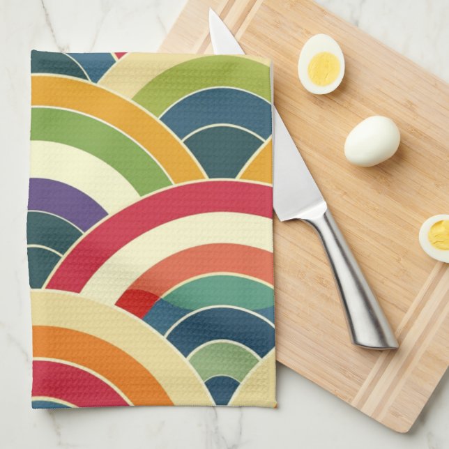 Farbenfroh Boho Rainbow Geschirrtuch (Viertel Falte)