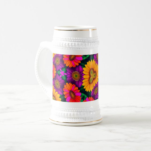 farbenfroh Daisy Bouquet Pattern Bierglas (Vorderseite Links)