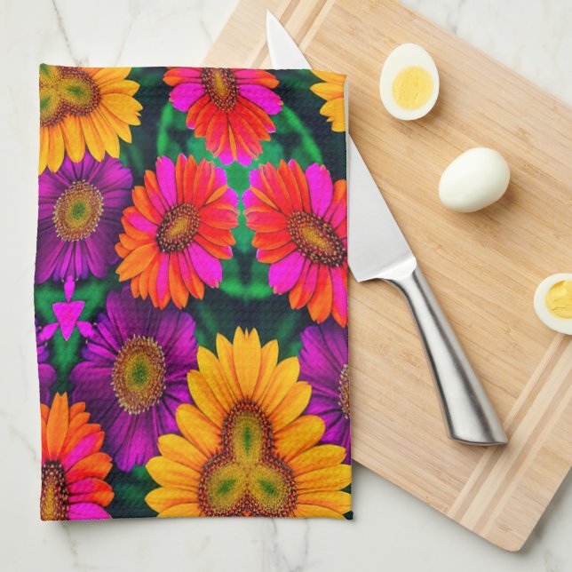 farbenfroh Daisy Bouquet Pattern Geschirrtuch (Viertel Falte)