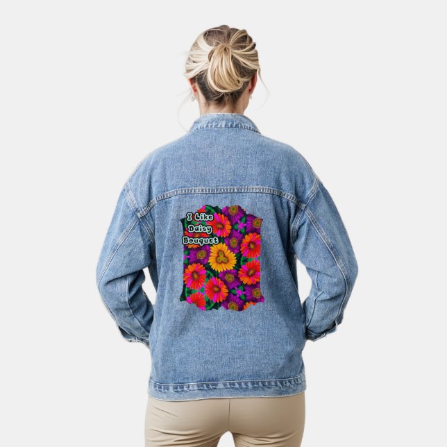 farbenfroh Daisy Bouquet Pattern Jeansjacke (Modell)