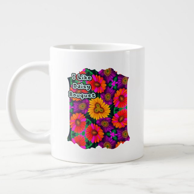 farbenfroh Daisy Bouquet Pattern Jumbo-Tasse (Links)