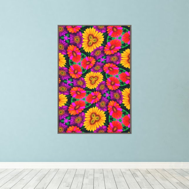 farbenfroh Daisy Bouquet Pattern Leinwanddruck (Insitu (Holzboden))