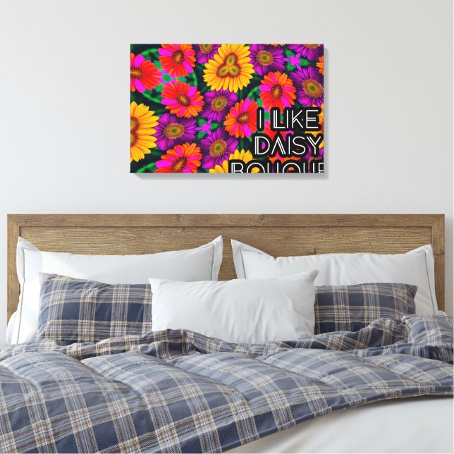 farbenfroh Daisy Bouquet Pattern Leinwanddruck (Insitu (Schlafzimmer))