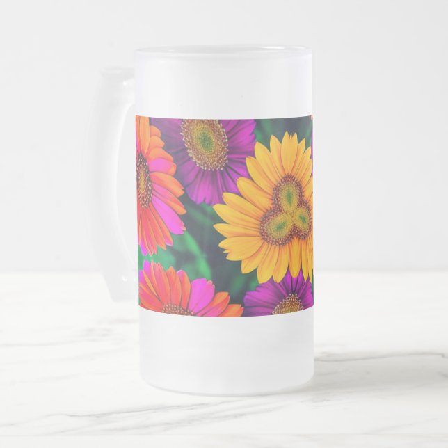 farbenfroh Daisy Bouquet Pattern Mattglas Bierglas (Vorderseite Links)