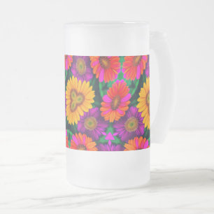 farbenfroh Daisy Bouquet Pattern Mattglas Bierglas