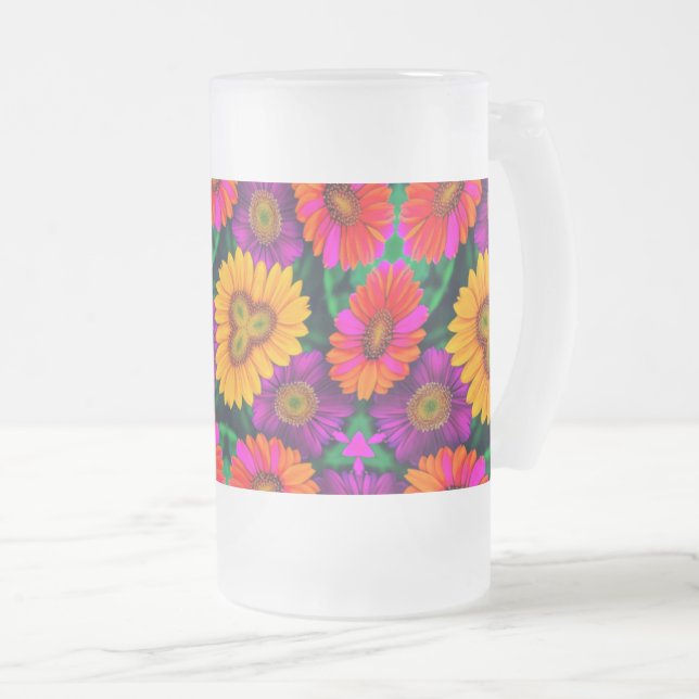 farbenfroh Daisy Bouquet Pattern Mattglas Bierglas (VorderseiteRechts)
