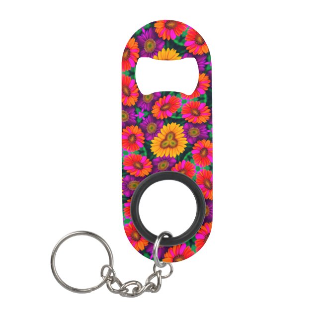 farbenfroh Daisy Bouquet Pattern Mini Flaschenöffner (Vorderseite)