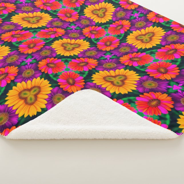 farbenfroh Daisy Bouquet Pattern Sherpadecke (3/4)