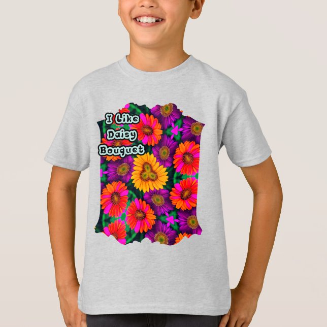 farbenfroh Daisy Bouquet Pattern T-Shirt (Vorderseite)