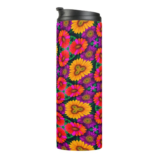 farbenfroh Daisy Bouquet Pattern Thermosbecher (Nach rechts gedreht)