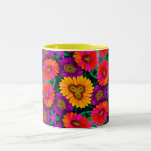 farbenfroh Daisy Bouquet Pattern Zweifarbige Tasse