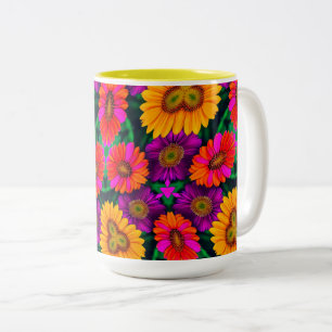 farbenfroh Daisy Bouquet Pattern Zweifarbige Tasse