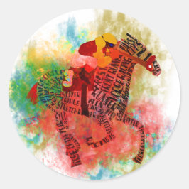 Farbenfroh durchdacht in Typografie Runder Aufkleber