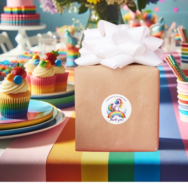 Farbenfroh, eintönig gefühlter Regenbogen Runder Aufkleber (Colorful, Unicorn Themed Rainbow Classic Round Sticker)