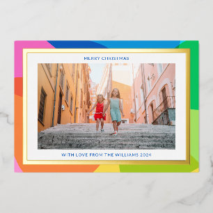 Farbenfroh Einzigartiges 2 Foto Modernes Weihnacht Folien Feiertagskarte