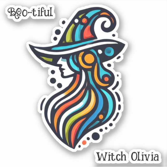 Farbenfroh, elegant, Abstraktes HexenHalloween Aufkleber (Vorderseite)